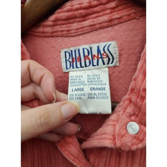 Vintage Bill Blass Womens Large Pink Corduroy Button-Up Shirt - Picture 2 of 4